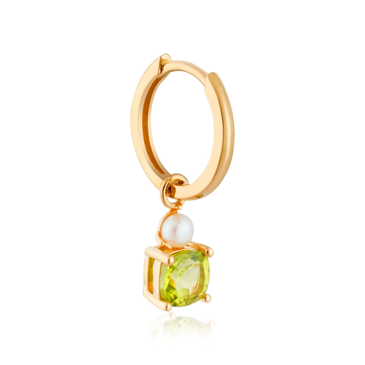 Argento Gold Round Pearl Peridot Hoop Earrings