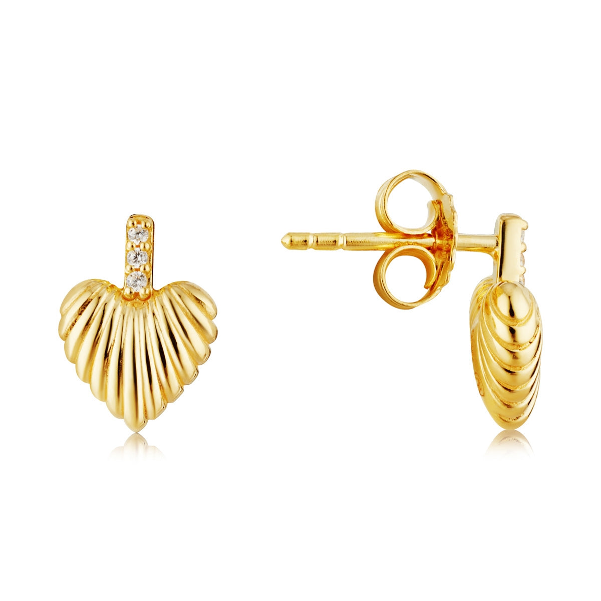 Argento Gold Wave Heart Earrings