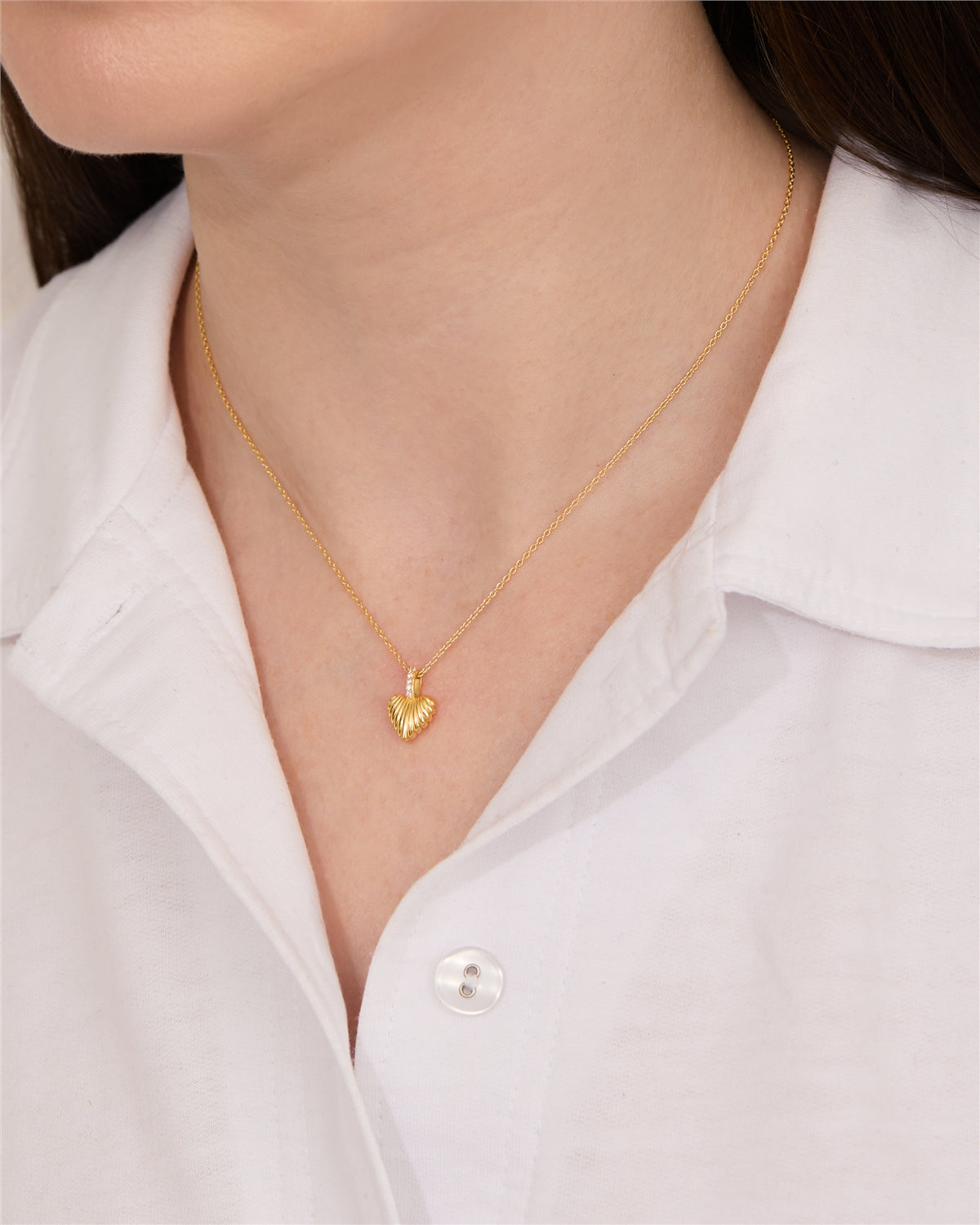 Argento Gold Wave Heart Necklace
