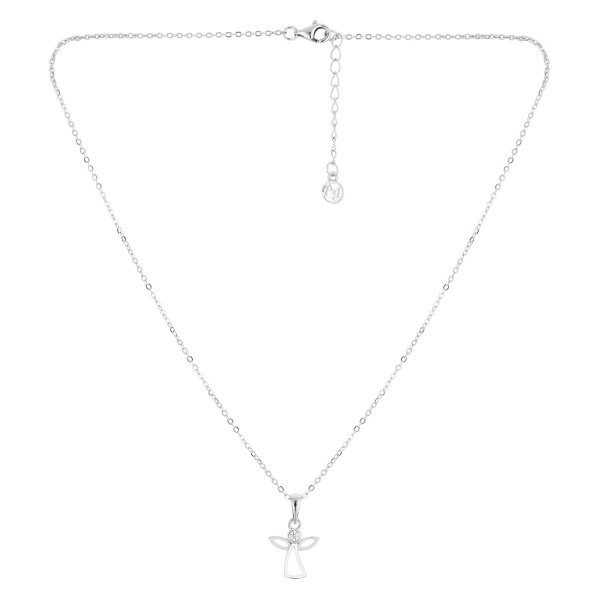 Argento Silver  Kids CZ Angel Outline Necklace