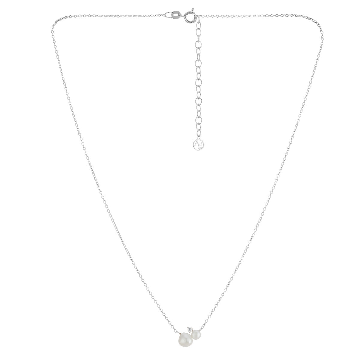 Argento Silver Cluster Pearl Necklace