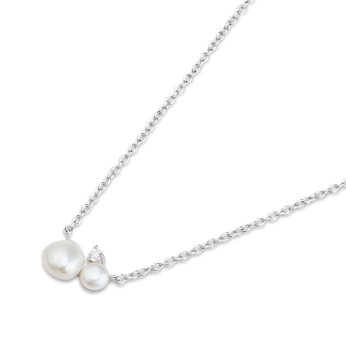 Argento Silver Cluster Pearl Necklace