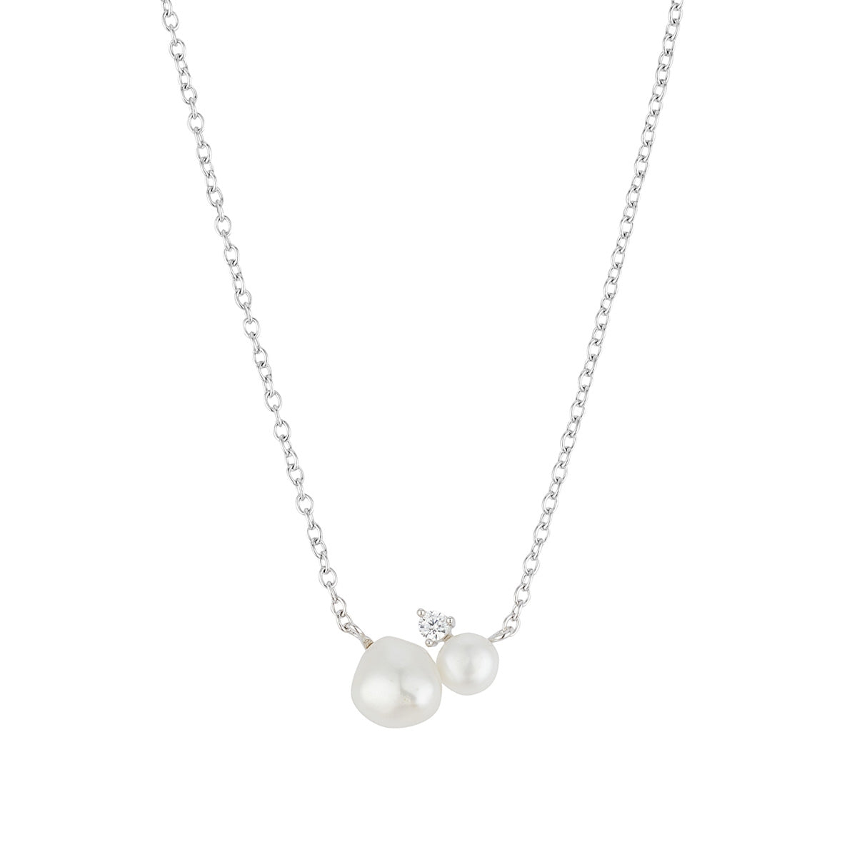 Argento Silver Cluster Pearl Necklace