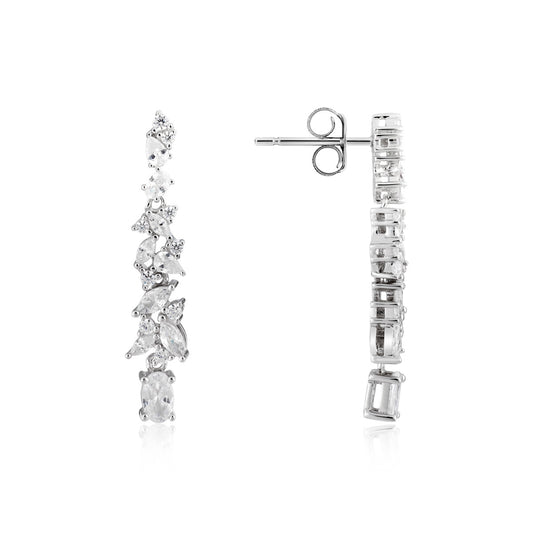 Argento Silver Multi-Cut Floral Drop Earrings