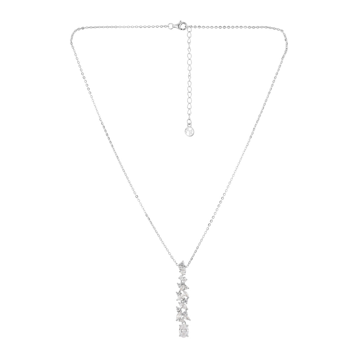 Argento Silver Multi-Cut Floral Drop Necklace