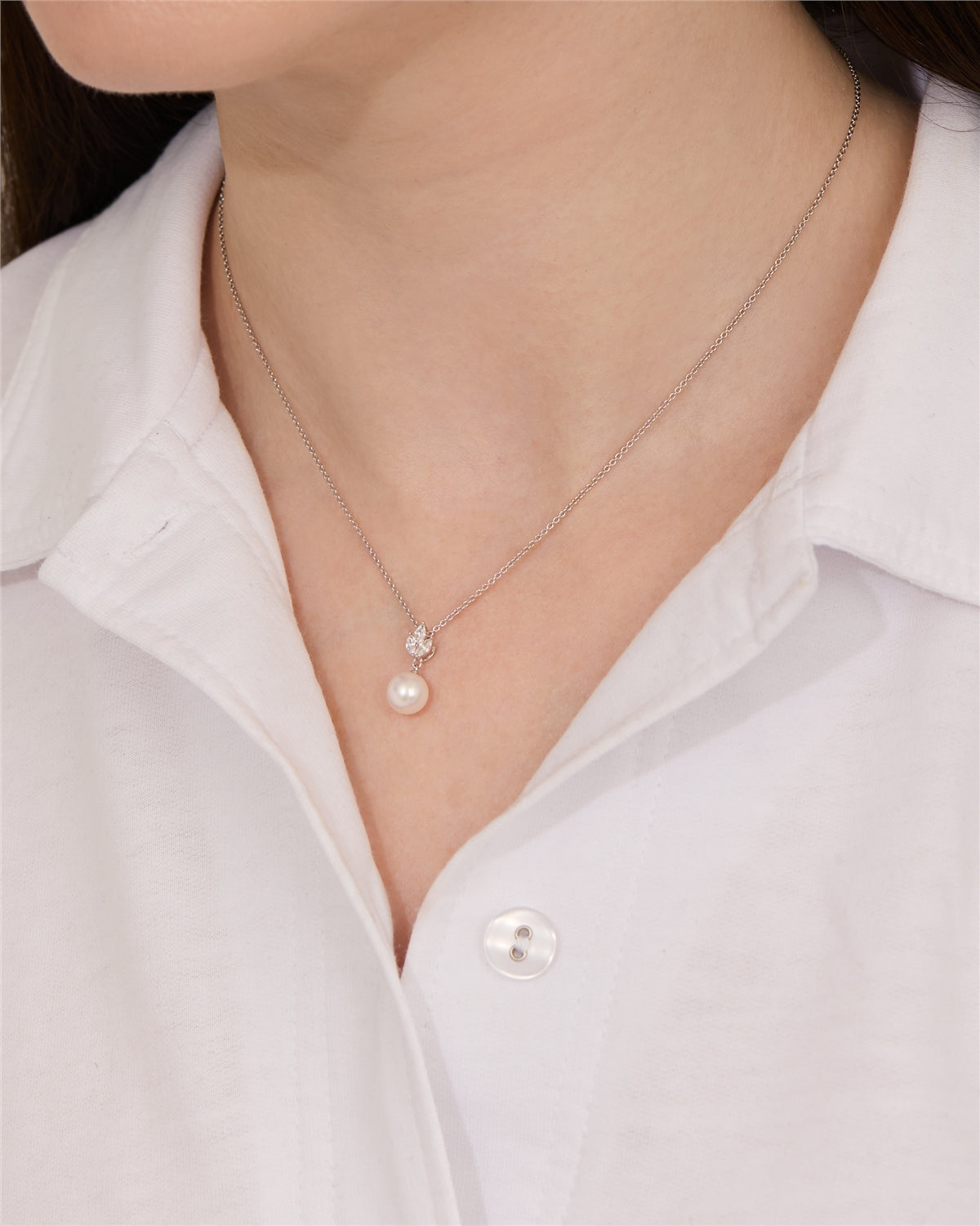 Argento Silver Floral Marquise Pearl Necklace