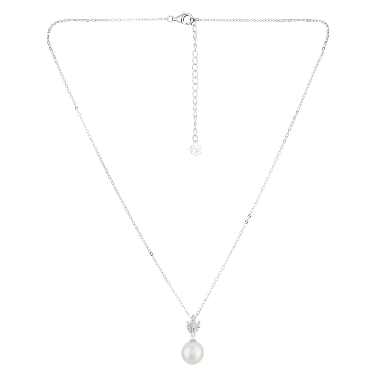 Argento Silver Floral Marquise Pearl Necklace