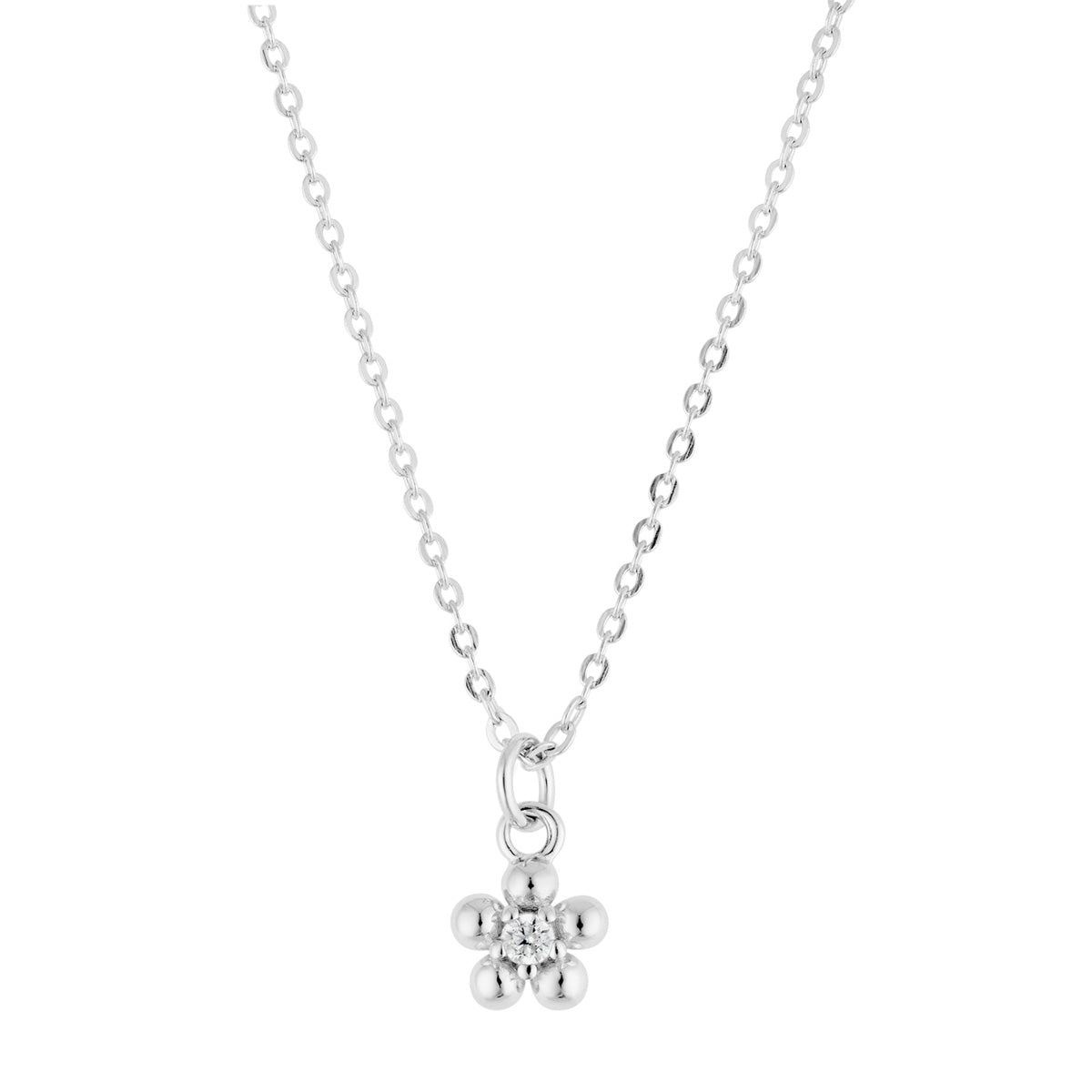 Argento Silver Kids Flower CZ Bubble Necklace