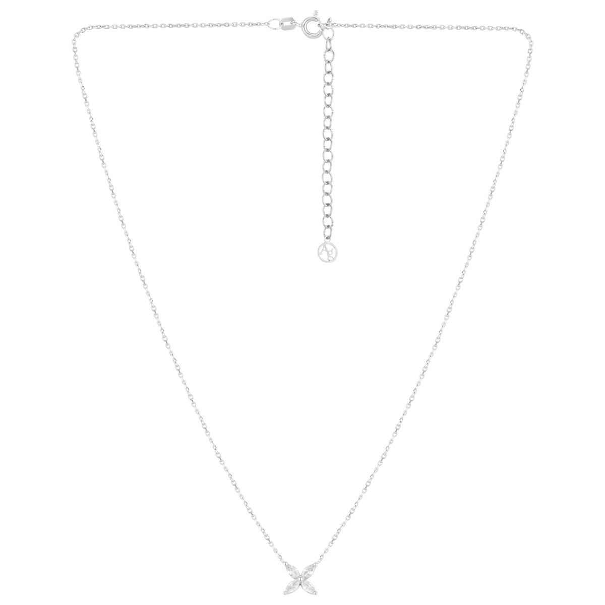 Argento Silver Marquise Flower Necklace