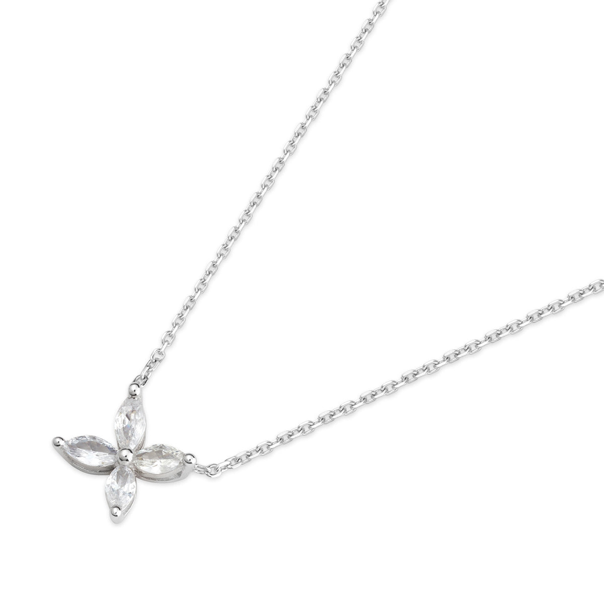 Argento Silver Marquise Flower Necklace