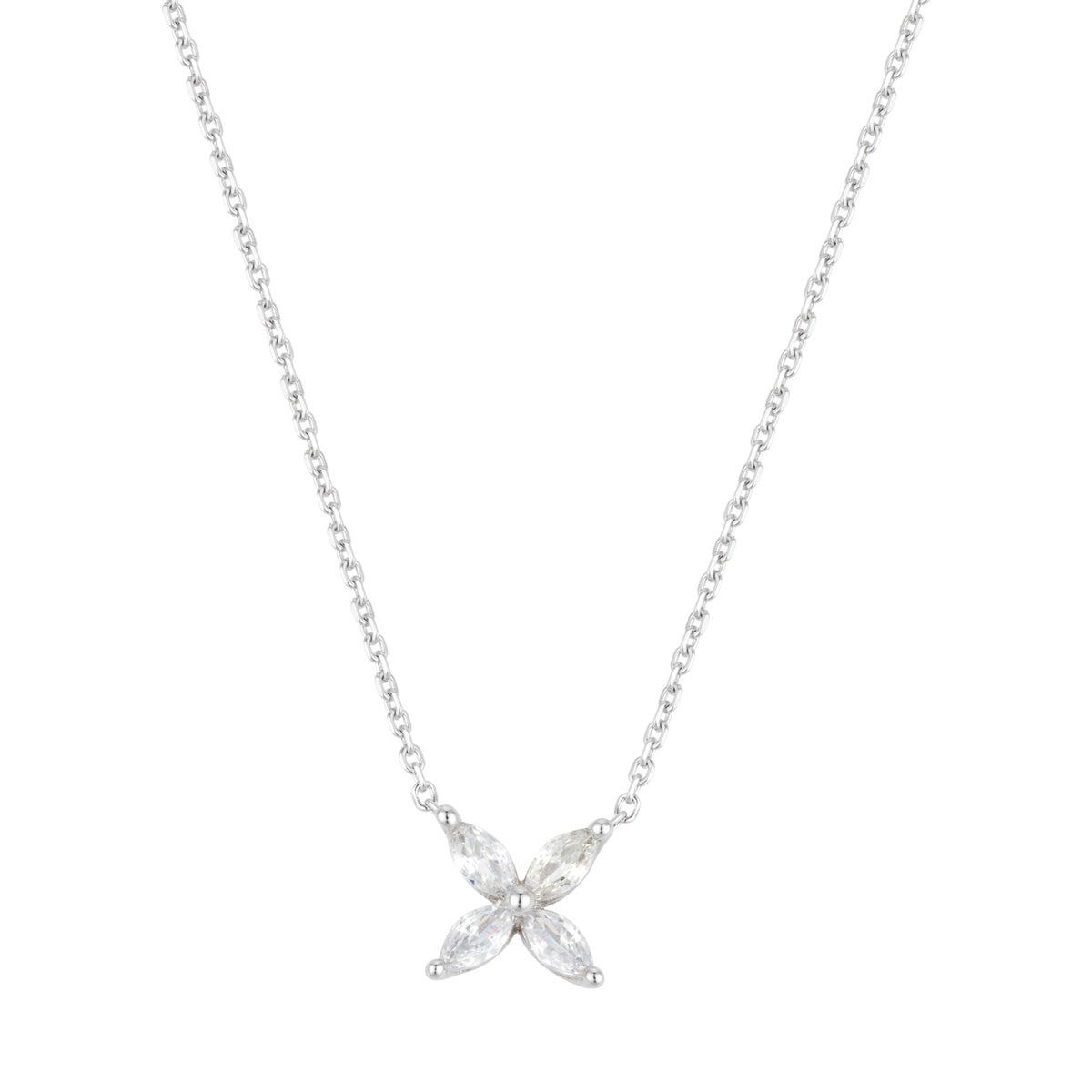 Argento Silver Marquise Flower Necklace