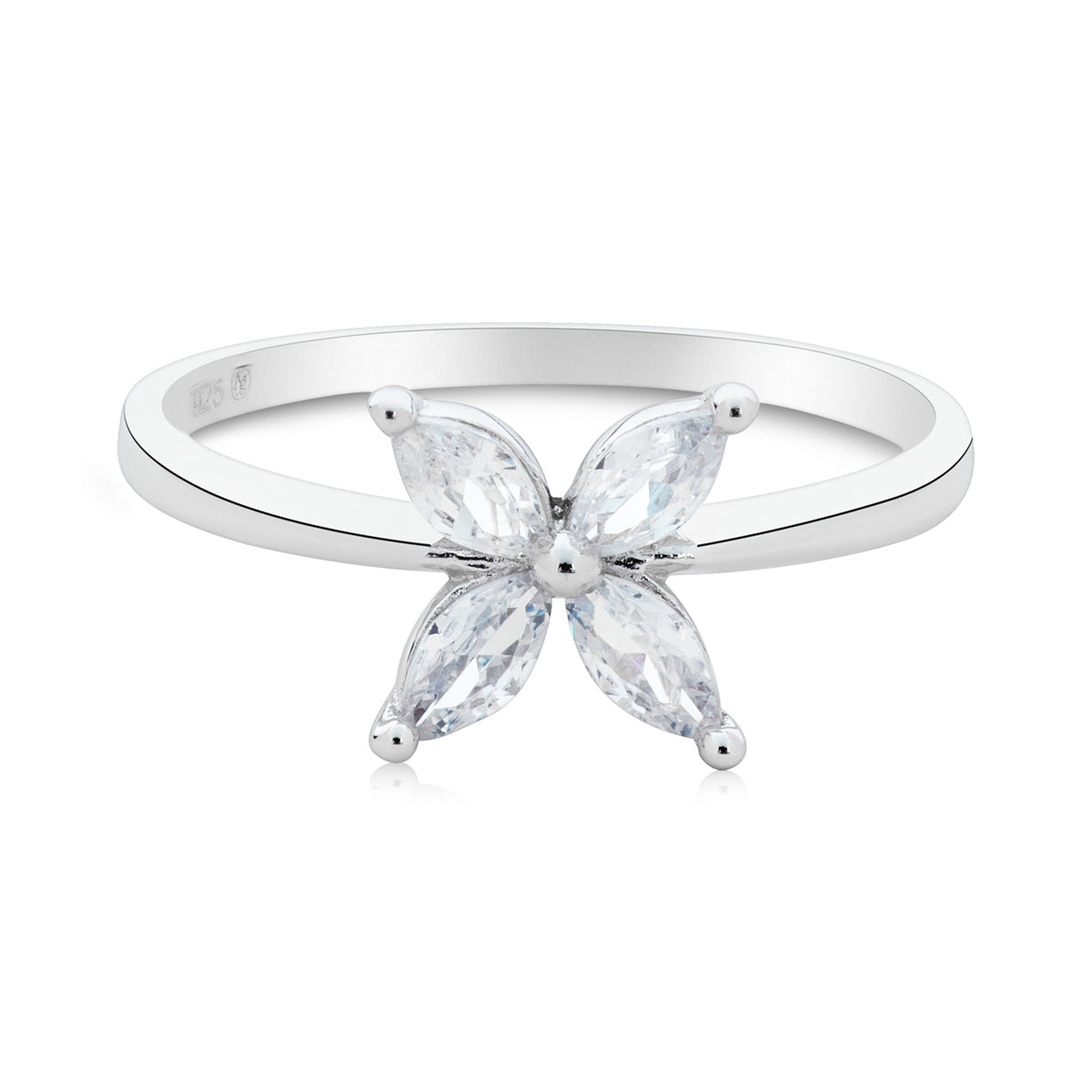 Argento Silver Marquise Flower Ring