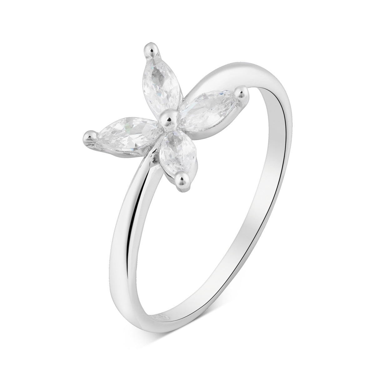 Argento Silver Marquise Flower Ring