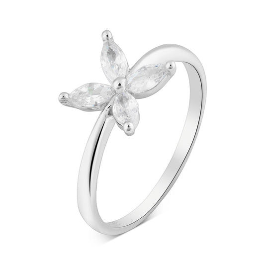 Argento Silver Marquise Flower Ring