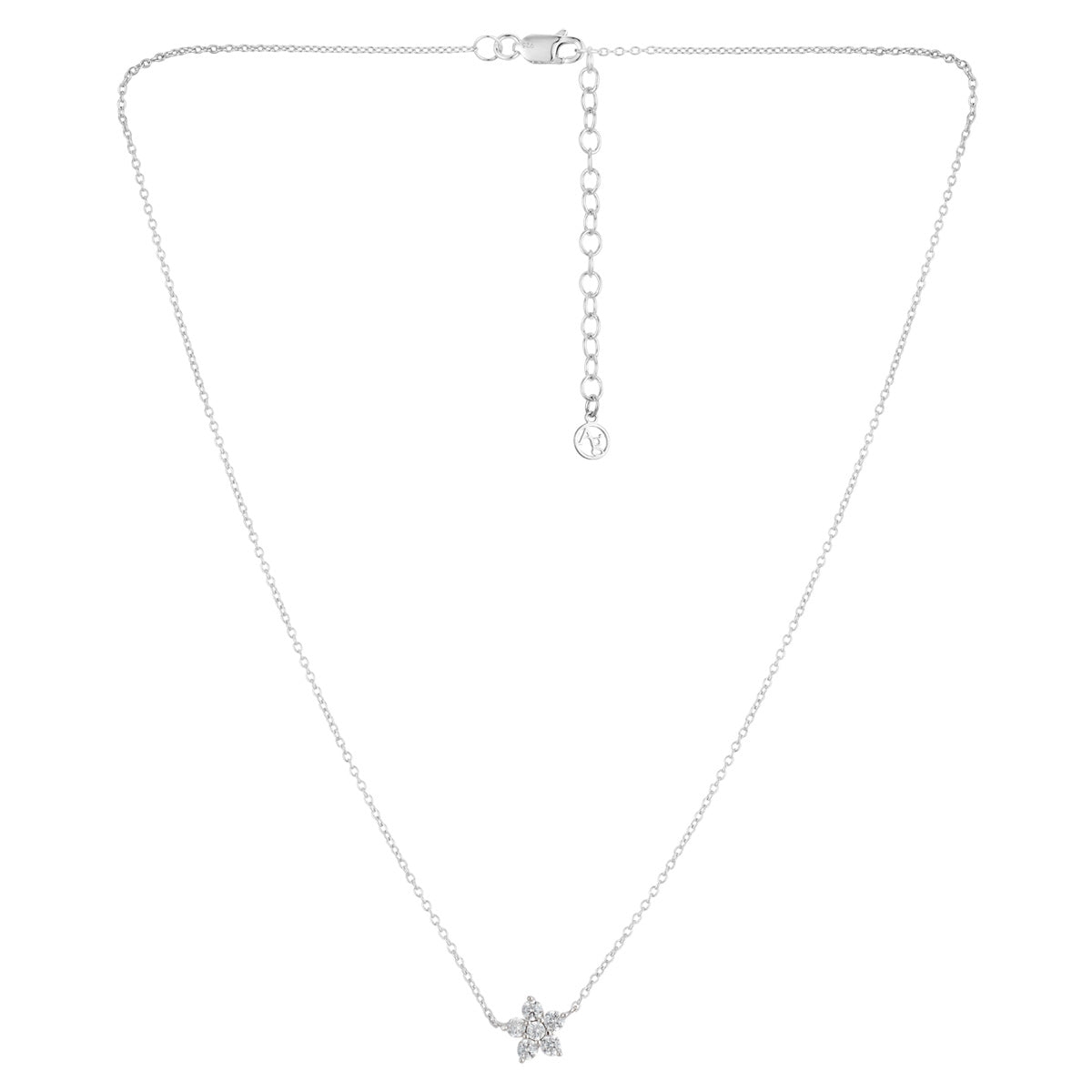 Argento Silver Mini CZ Flower Necklace