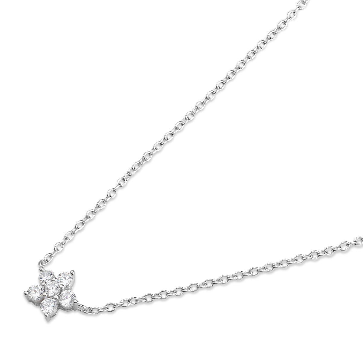 Argento Silver Mini CZ Flower Necklace