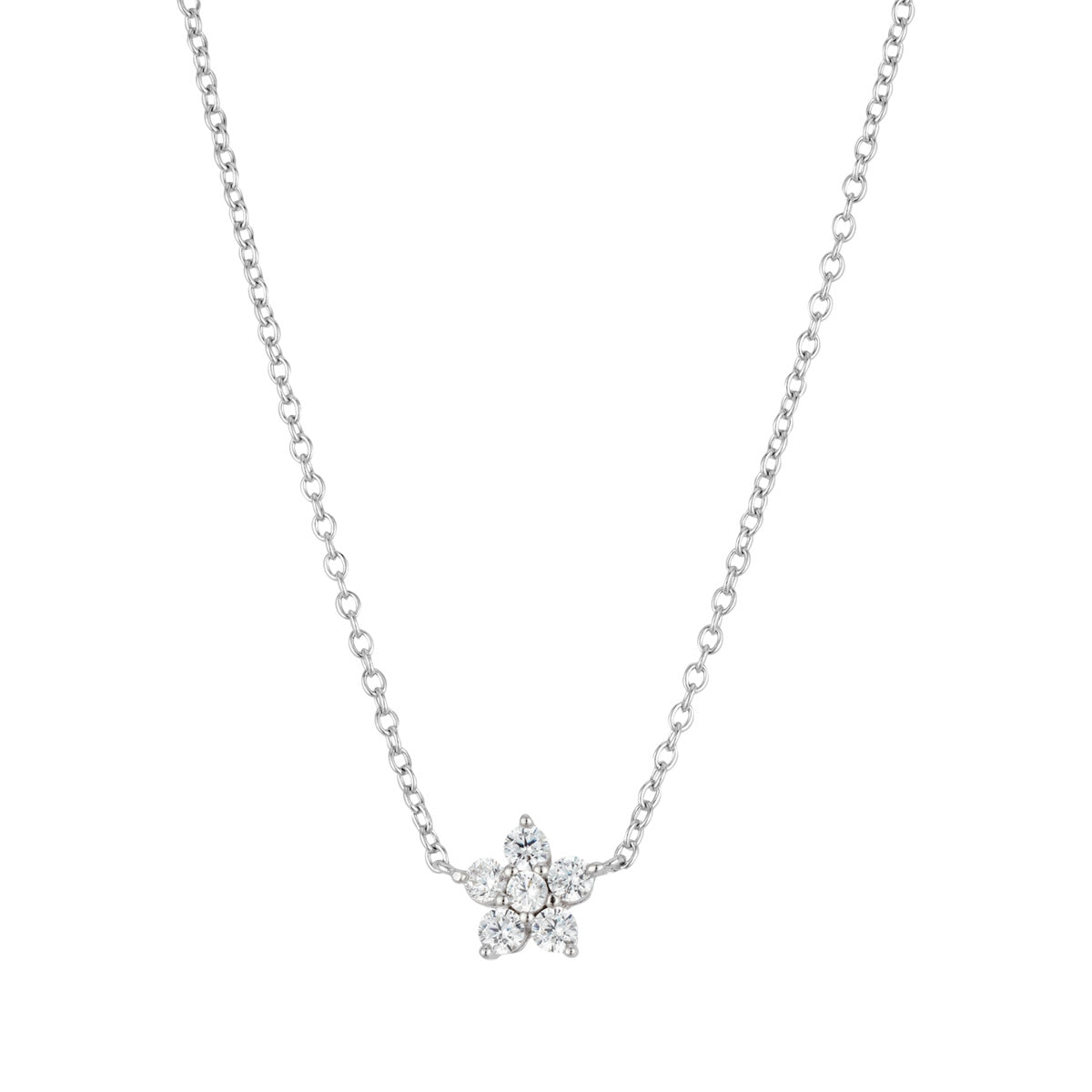 Argento Silver Mini CZ Flower Necklace