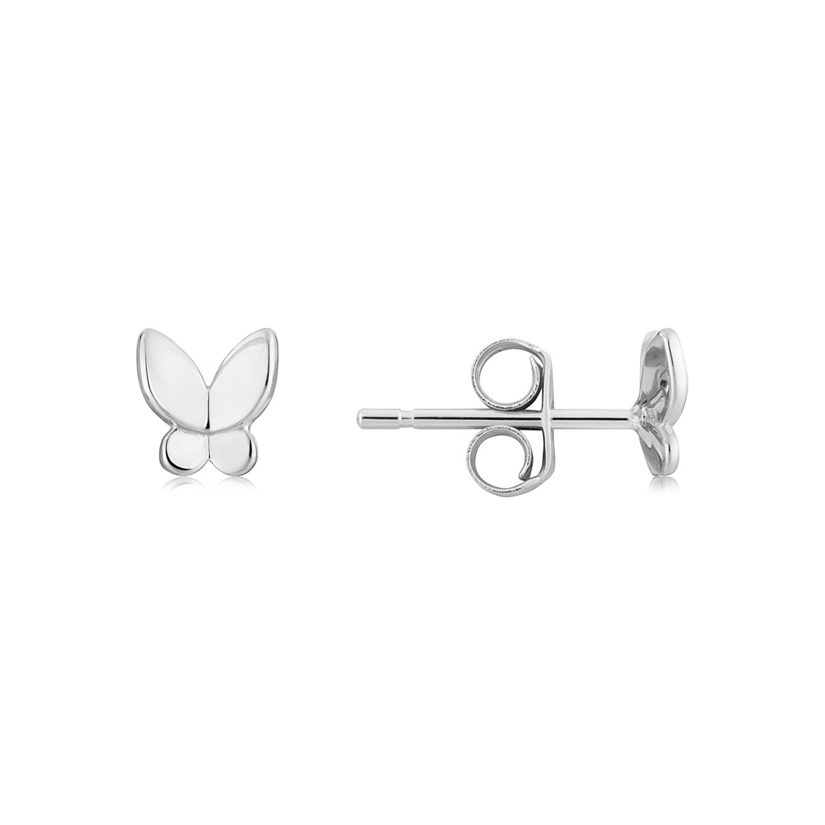 Argento Silver Plain Butterfly Studs