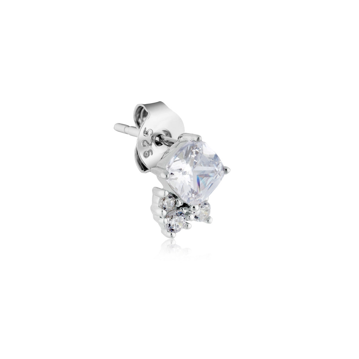 Argento Silver Solitaire Cluster Stud Earrings