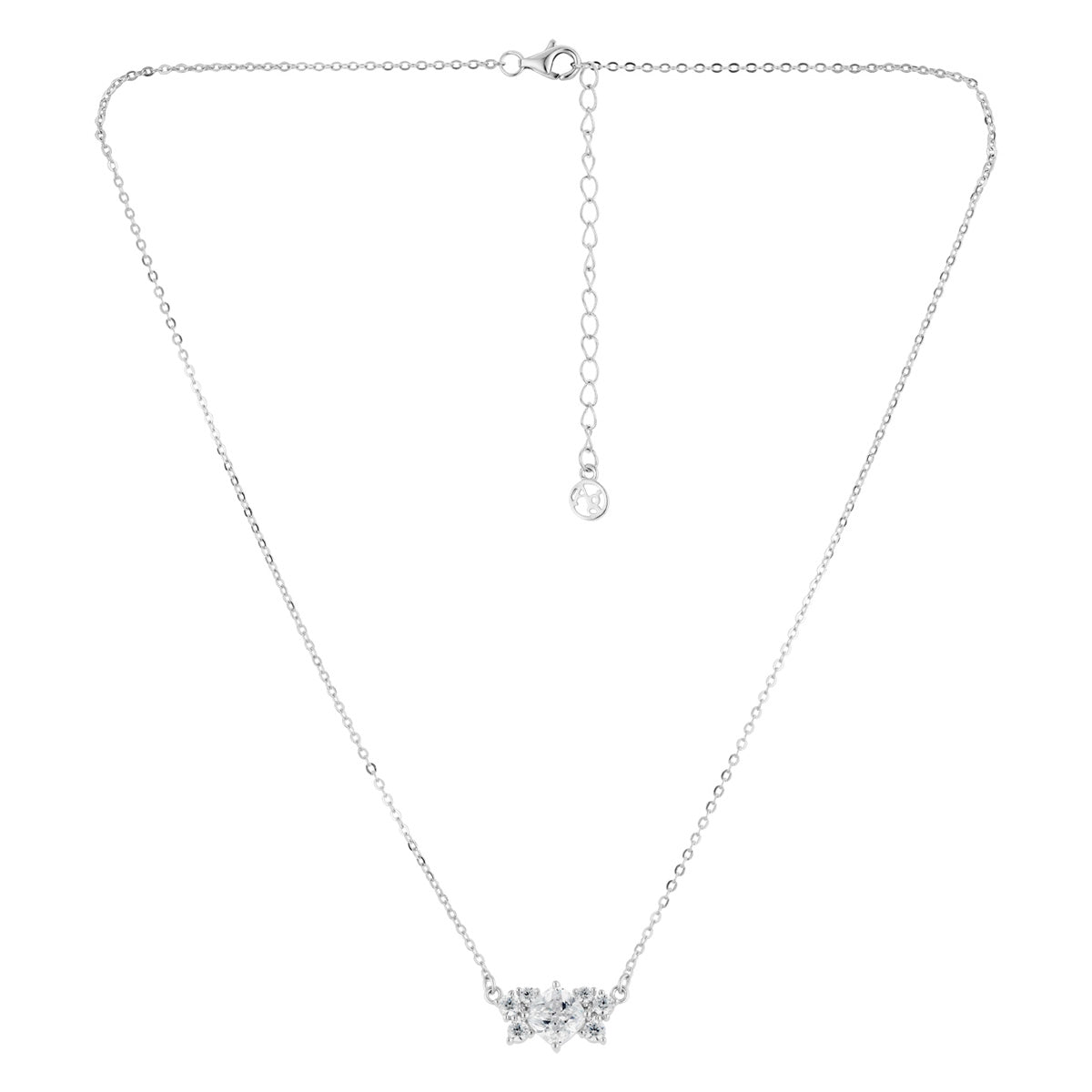 Argento Silver Solitaire Cluster Necklace