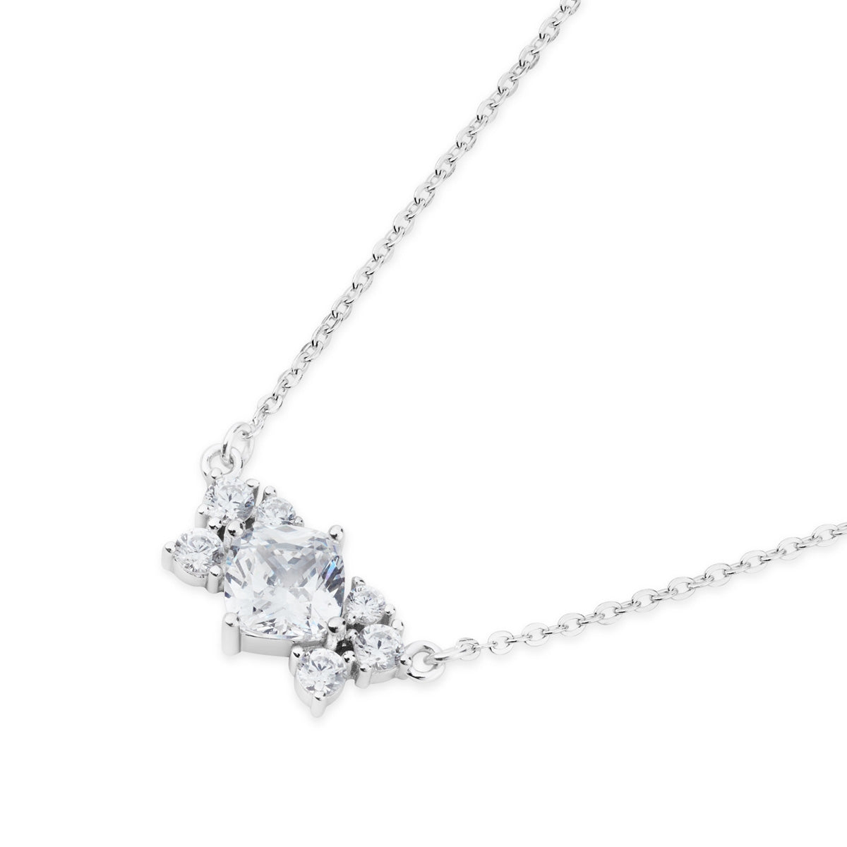 Argento Silver Solitaire Cluster Necklace