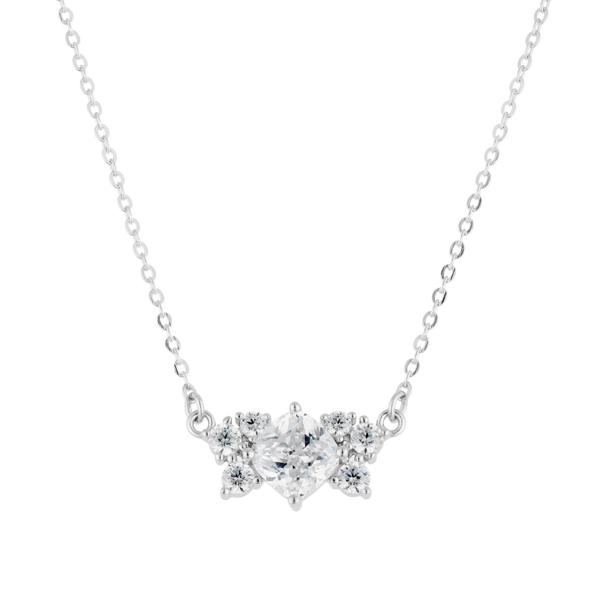 Argento Silver Solitaire Cluster Necklace