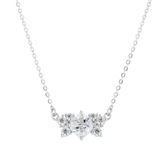Argento Silver Solitaire Cluster Necklace