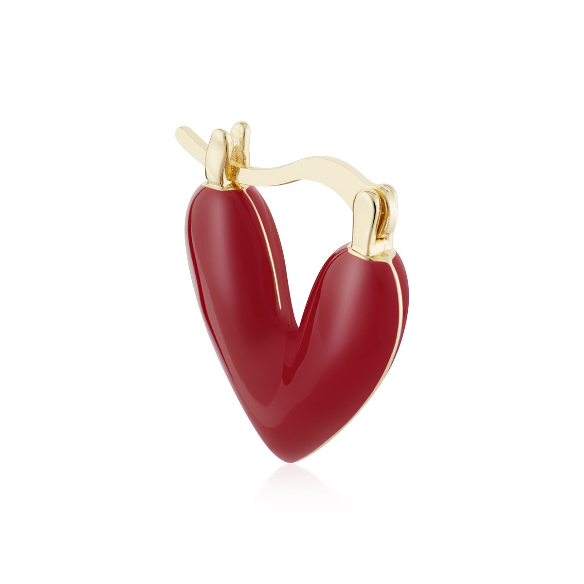 August Woods Gold Burgundy Heart Hoop Earrings