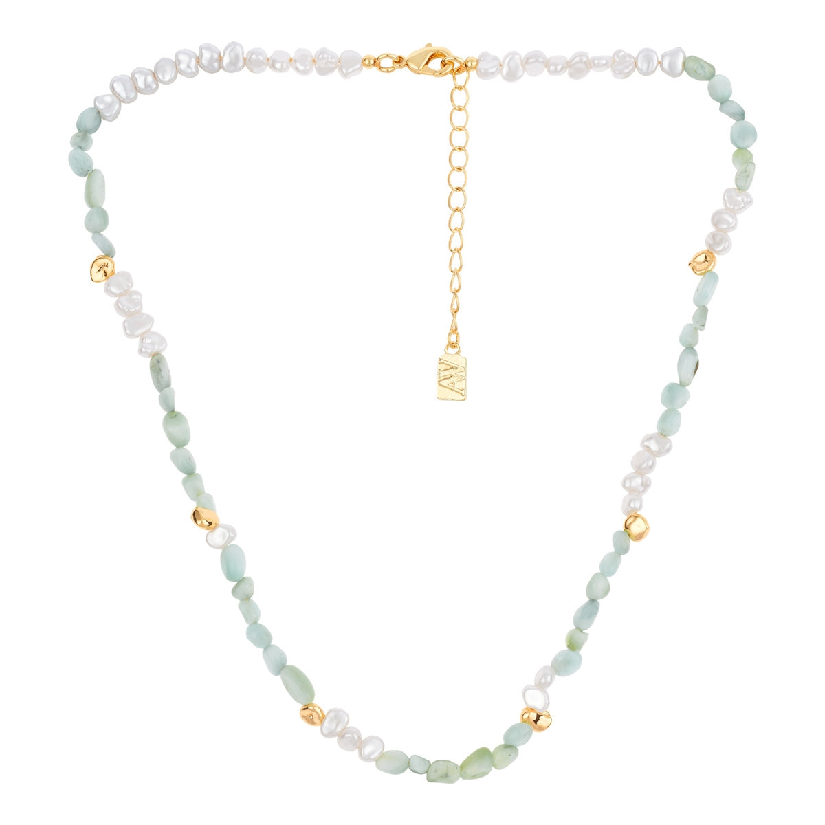 August Woods Gold Mint Larimar Stone Beaded Necklace