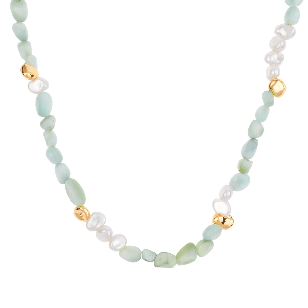 August Woods Gold Mint Larimar Stone Beaded Necklace