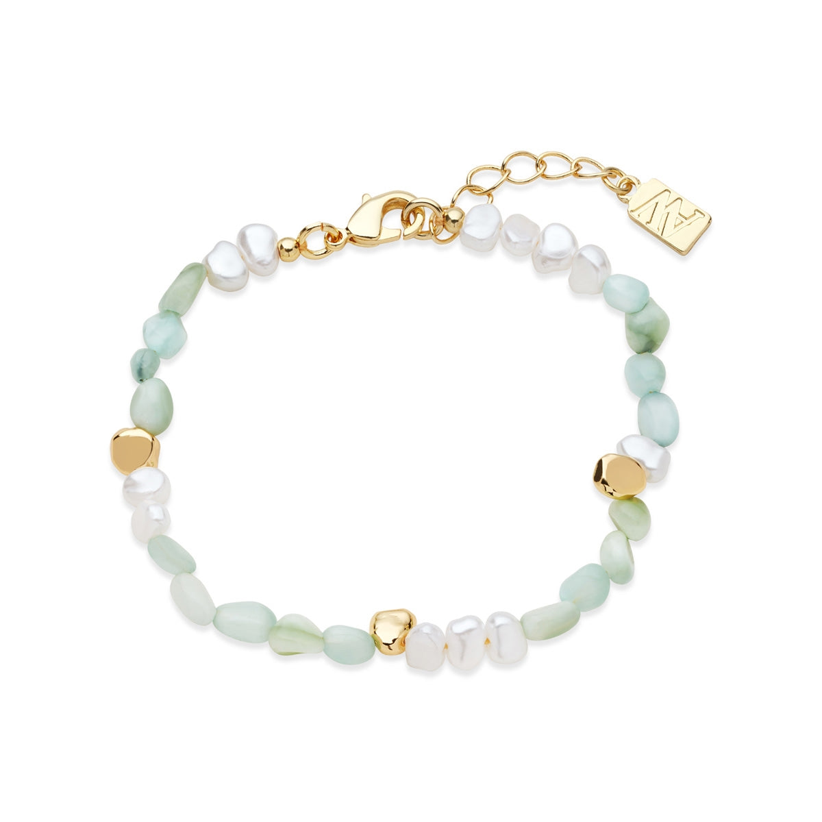 August Woods Gold Mint Larimar Stone Beaded Bracelet
