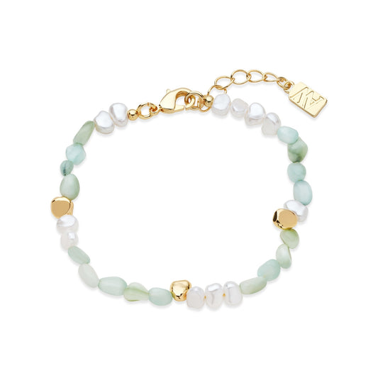 August Woods Gold Mint Larimar Stone Beaded Bracelet
