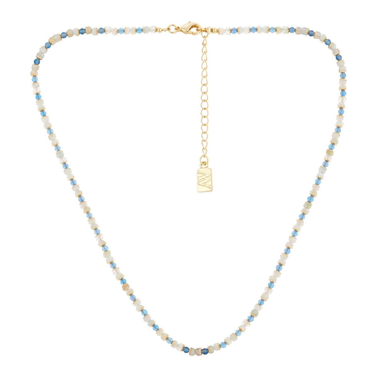 August Woods Gold Nude Blue Beaded Necklace