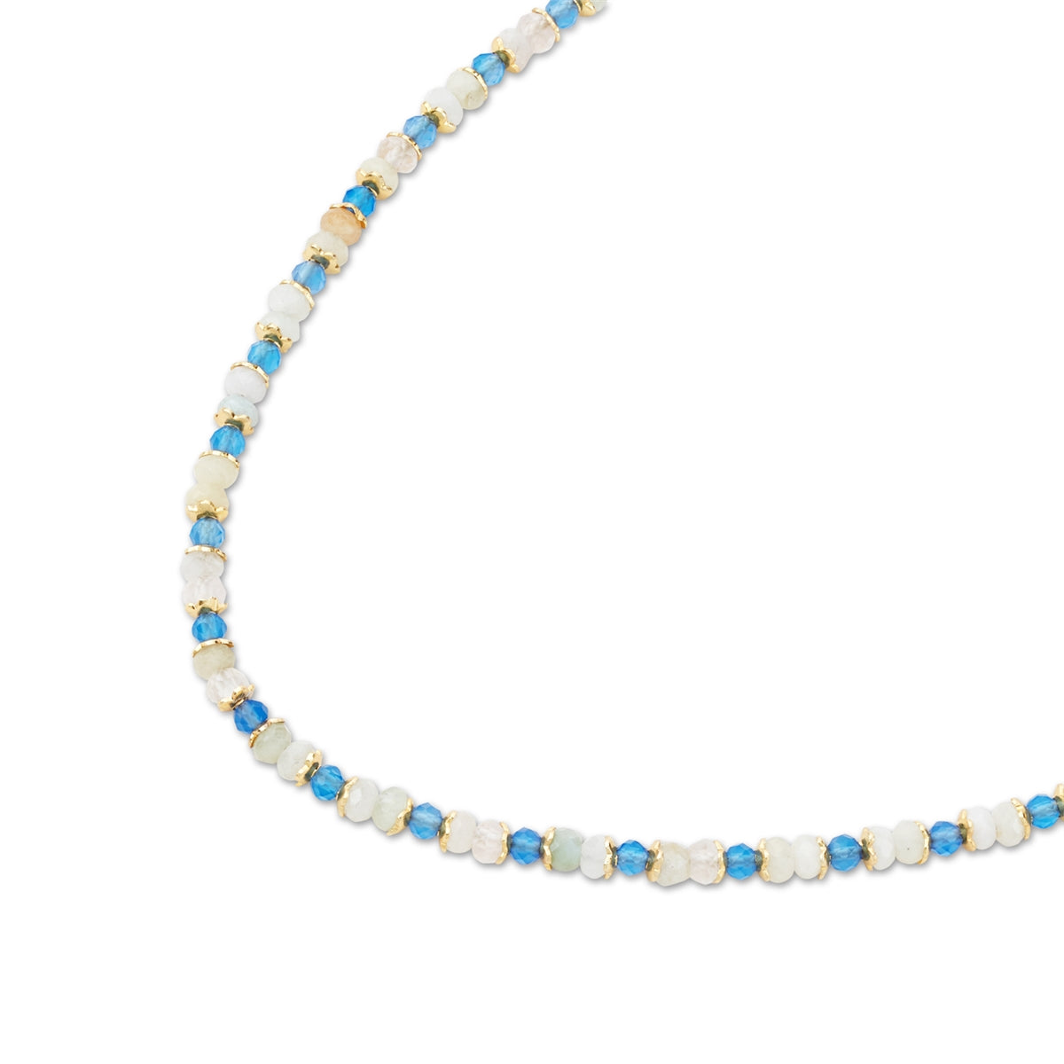 August Woods Gold Nude Blue Beaded Necklace