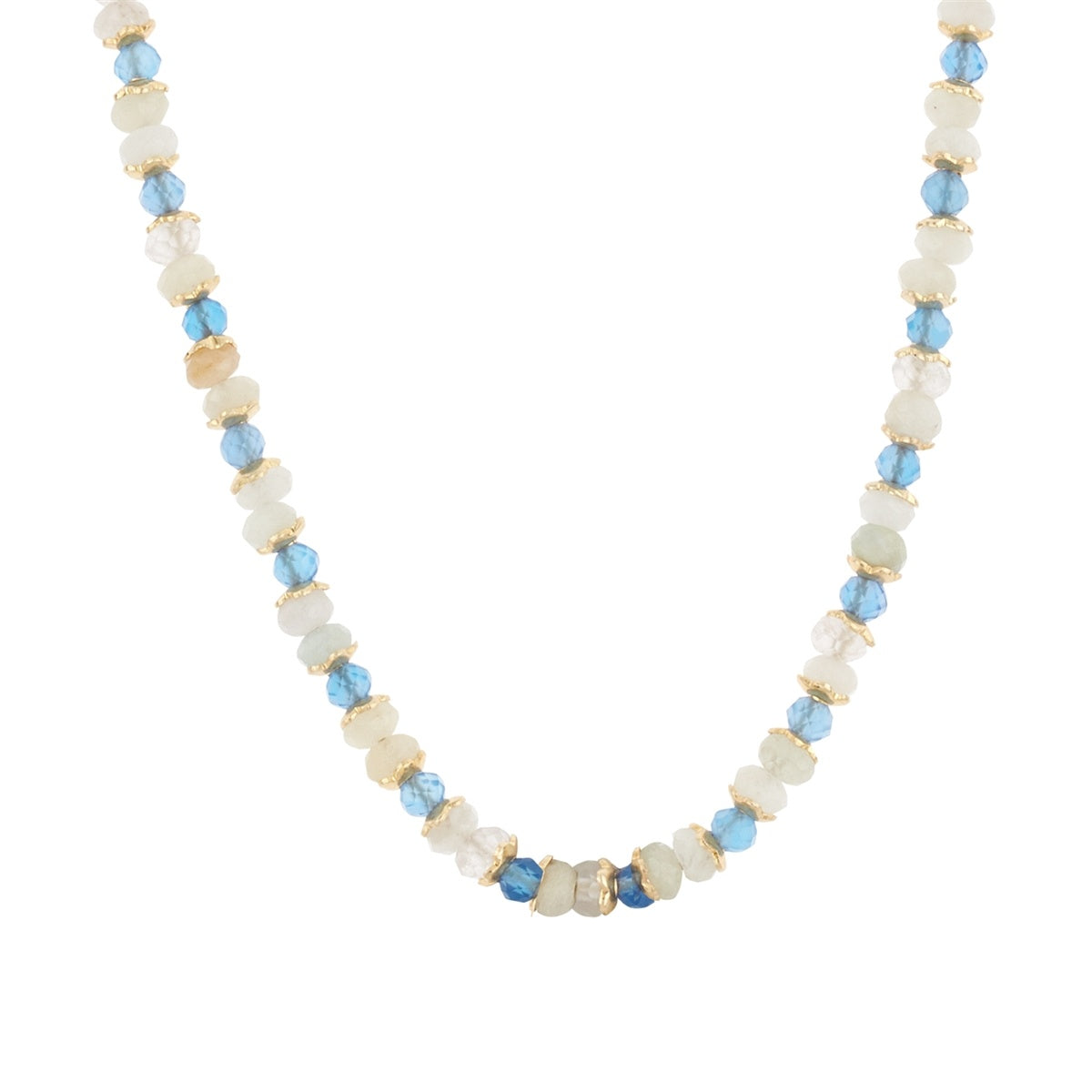 August Woods Gold Nude Blue Beaded Necklace
