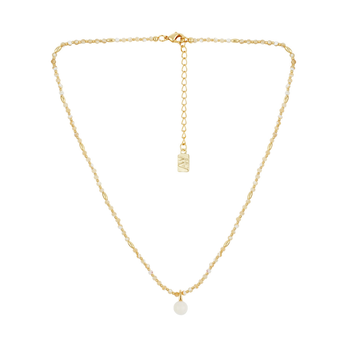 August Woods Gold Nude Shell Drop Bead Necklace