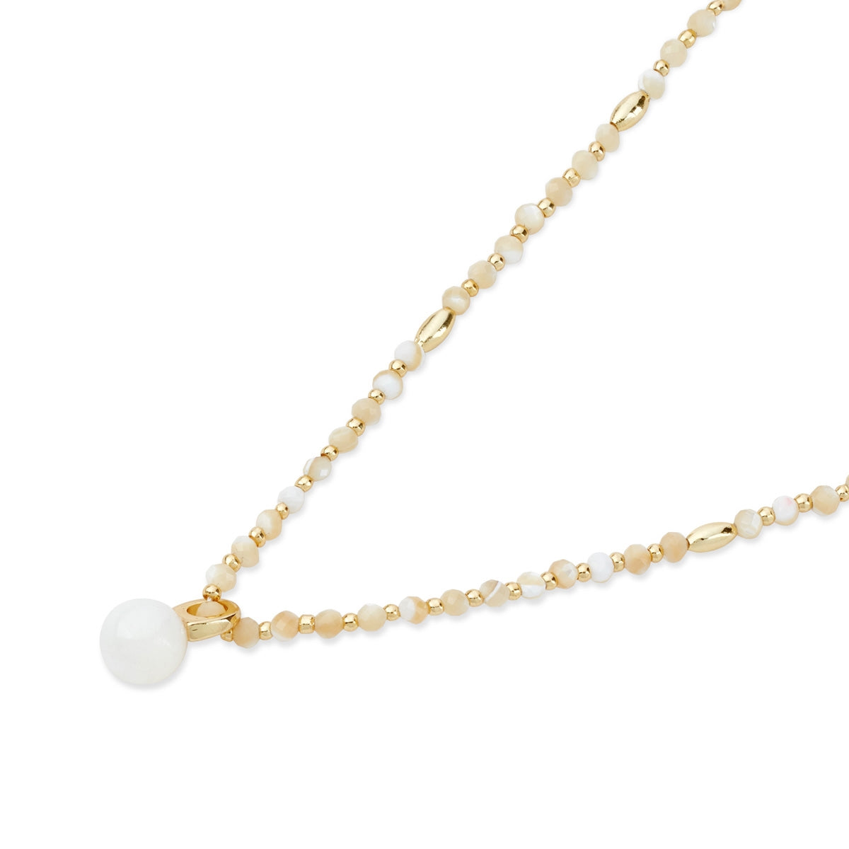 August Woods Gold Nude Shell Drop Bead Necklace