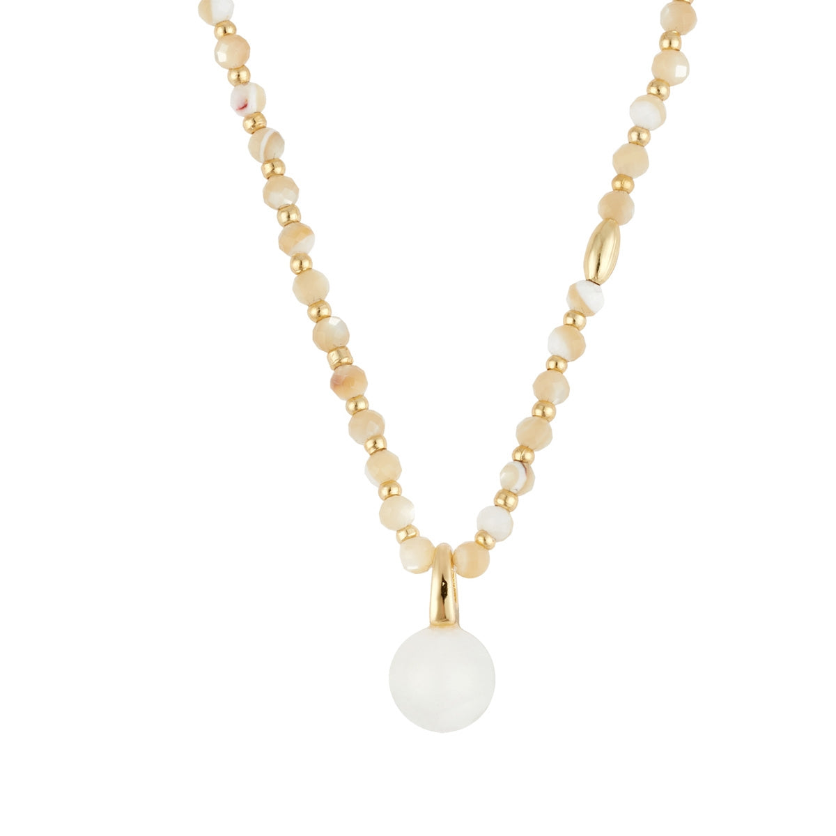 August Woods Gold Nude Shell Drop Bead Necklace