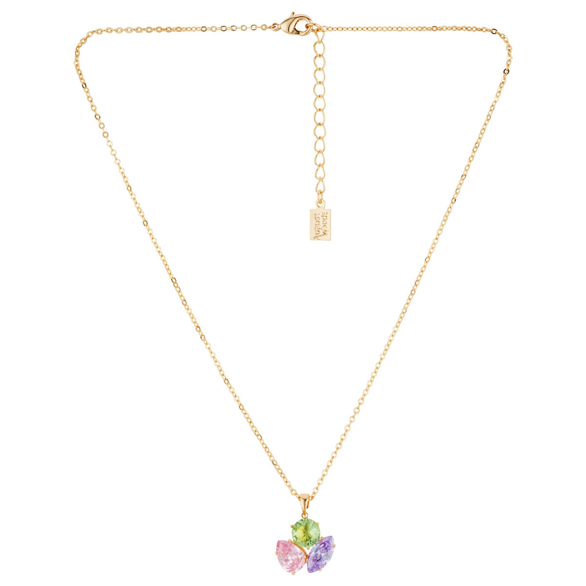 August Woods Gold Sorbet Trio CZ Cluster Necklace