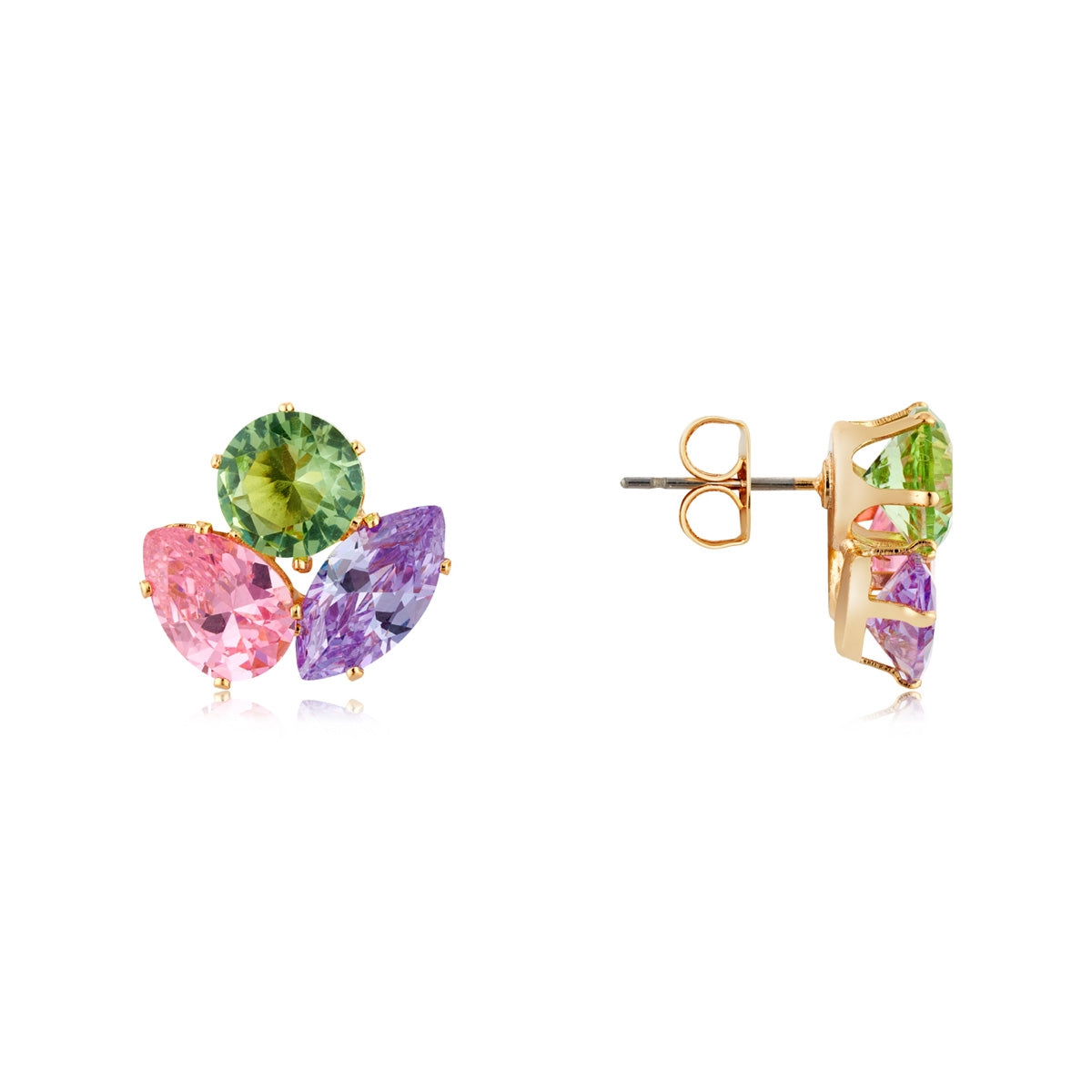 August Woods Gold  Sorbet Trio CZ Studs