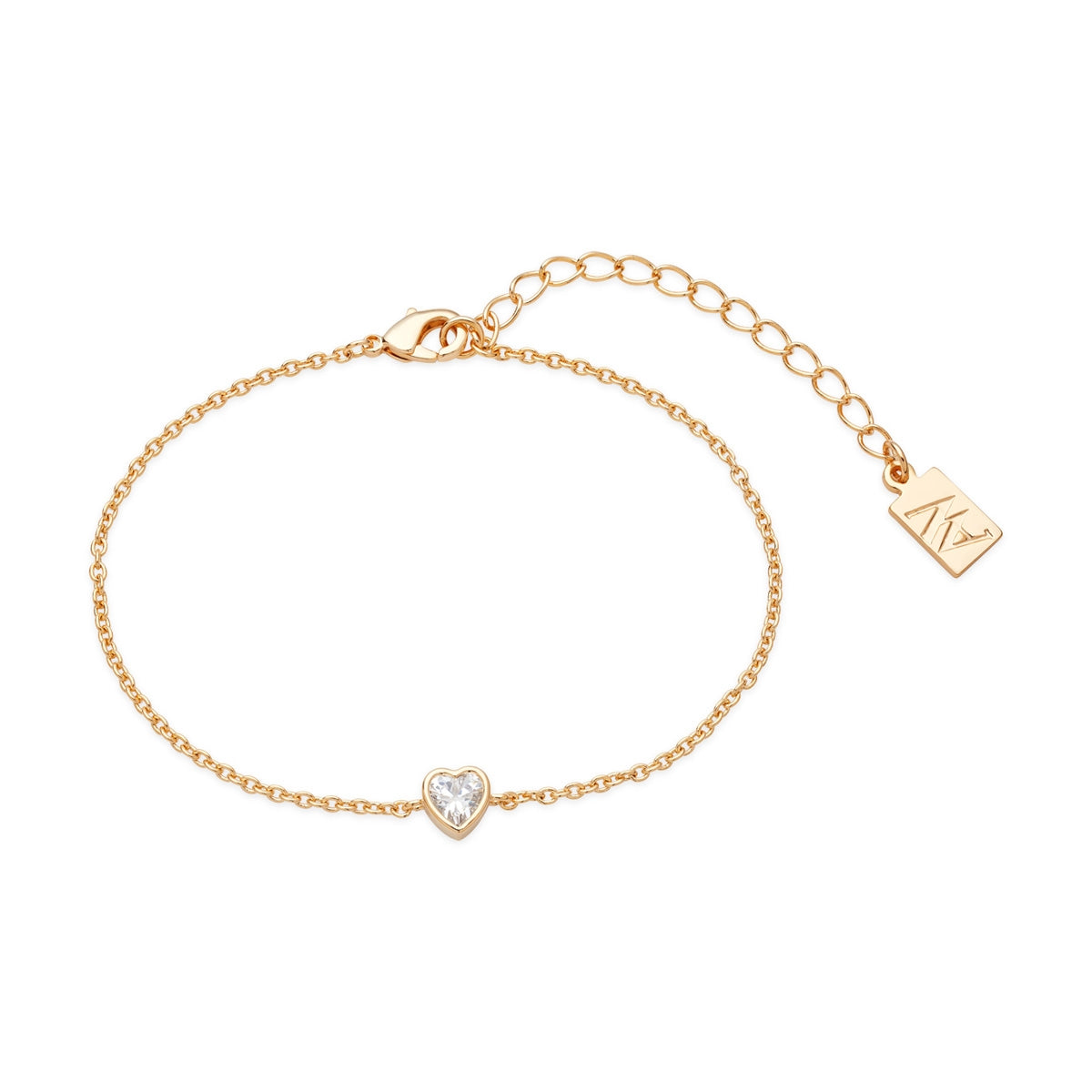 August Woods Gold Classic Solitaire Heart Bracelet