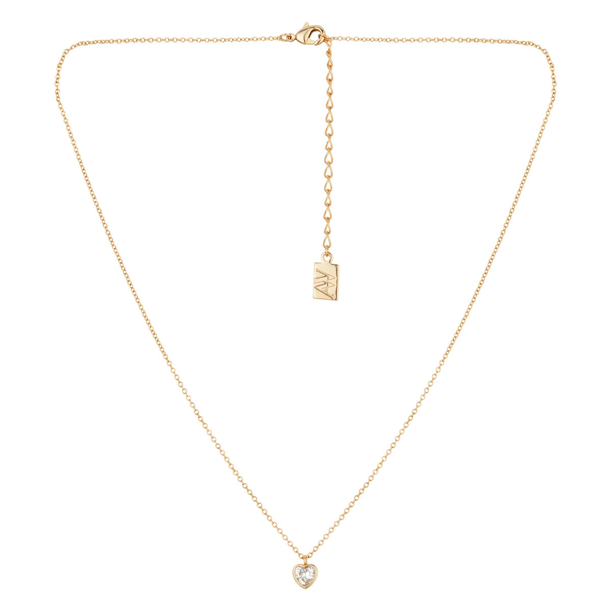 August Woods Gold Classic Solitaire Heart Neckalce
