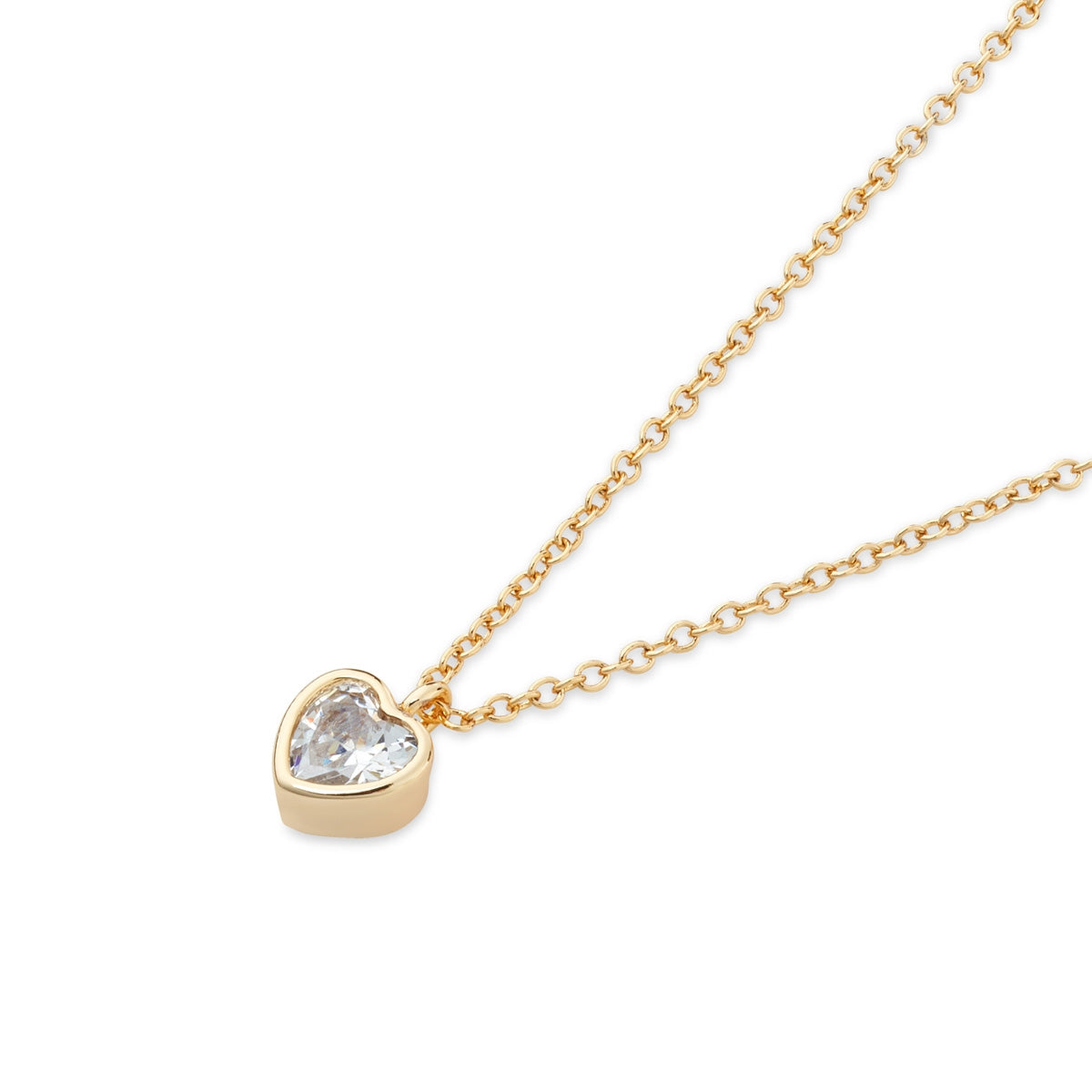 August Woods Gold Classic Solitaire Heart Neckalce