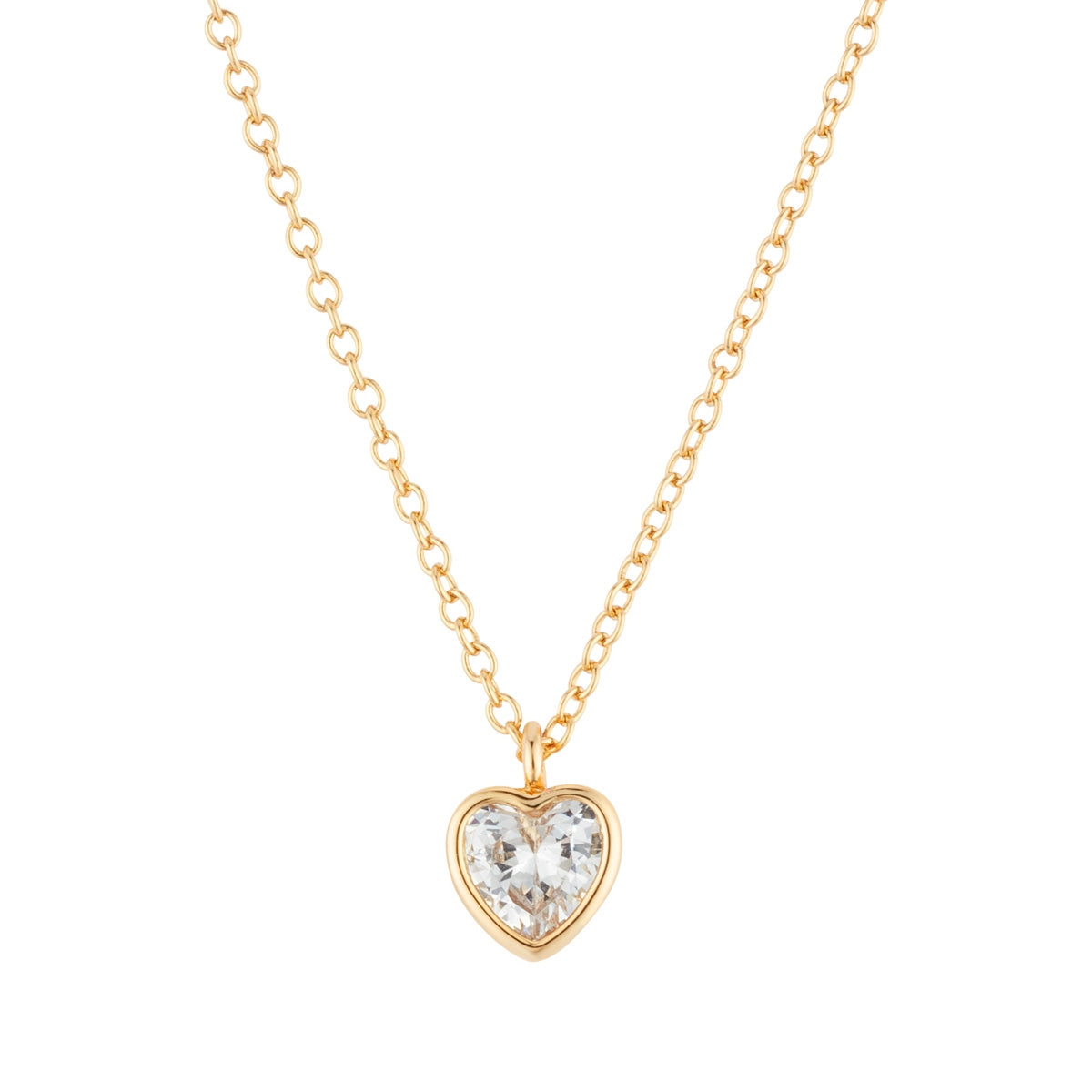August Woods Gold Classic Solitaire Heart Neckalce