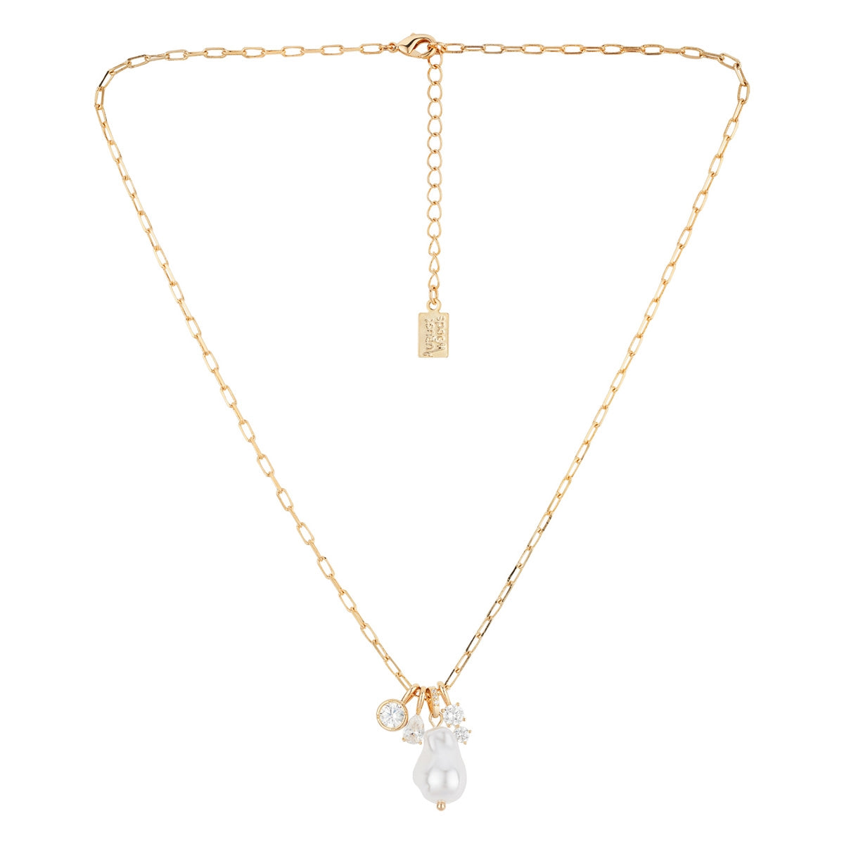 August Woods Gold CZ Pearl Charm Necklace