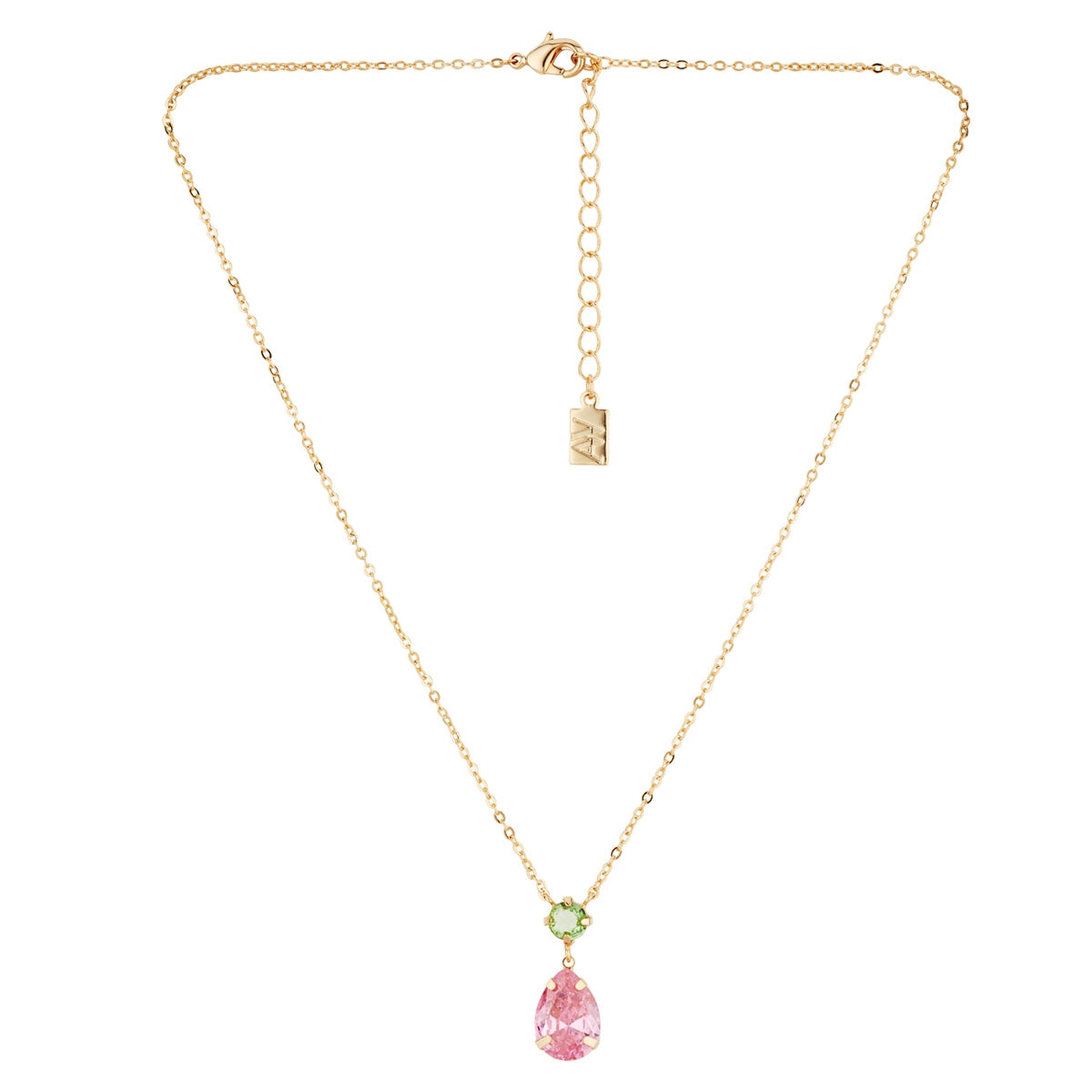 August Woods Gold Sorbet Pink Green Necklace
