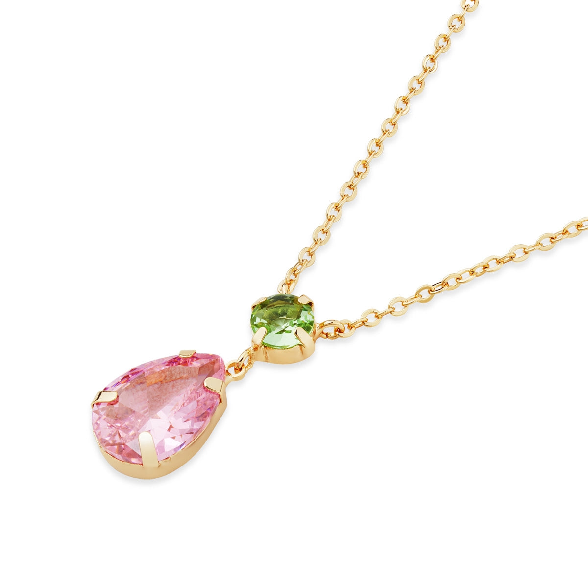 August Woods Gold Sorbet Pink Green Necklace
