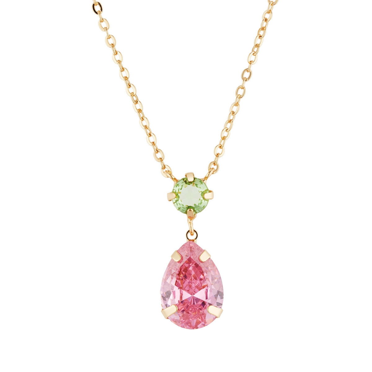 August Woods Gold Sorbet Pink Green Necklace