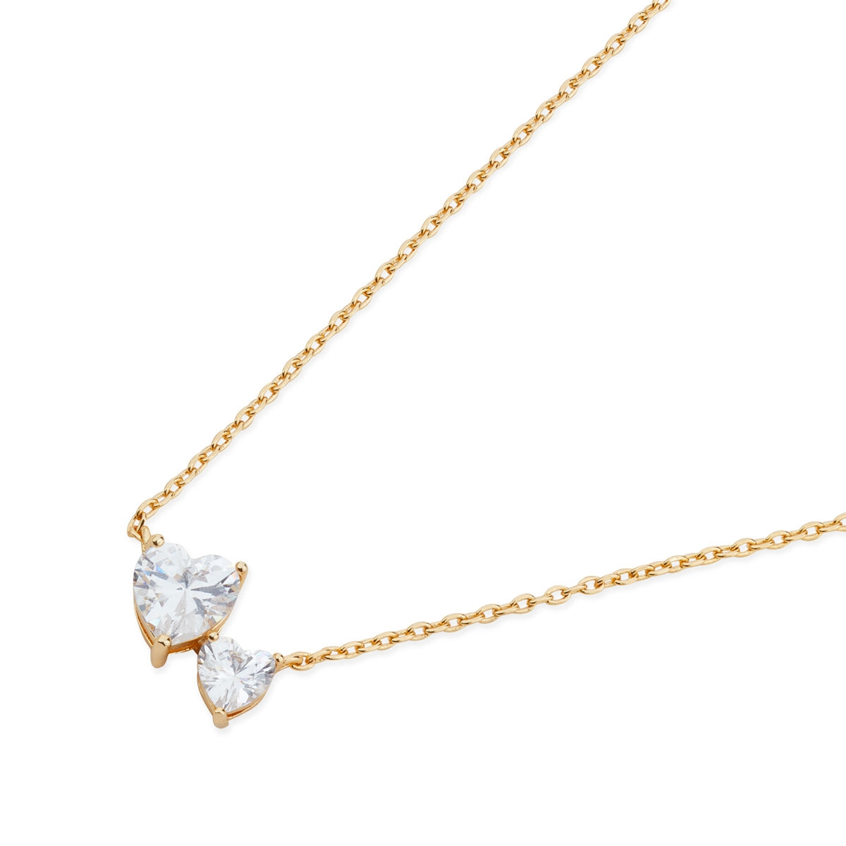 August Woods Gold Toi et Moi Heart Necklace