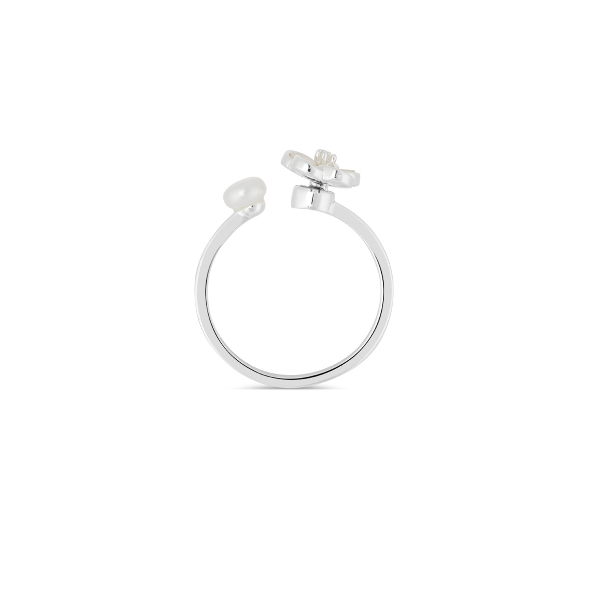 August Woods Silver Freshwater Mother of Pearl Flower Ring
